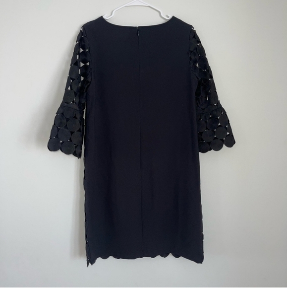 Ann Taylor sz 10 black circle dress ruffle sleeve - Picture 6 of 6